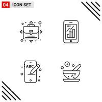 conjunto perfecto de píxeles de iconos de 4 líneas conjunto de iconos de esquema para el diseño de sitios web y la interfaz de aplicaciones móviles vector