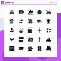 Modern Set of 25 Solid Glyphs and symbols such as time calendar commerce circle gang Editable Vector Design Elements