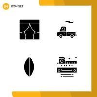 Set of 4 Modern UI Icons Symbols Signs for curtain surf theater transport level Editable Vector Design Elements