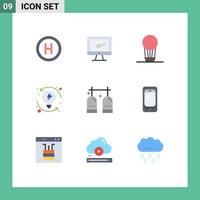 9 Universal Flat Colors Set for Web and Mobile Applications equipment activities air system process Editable Vector Design Elements