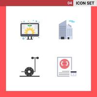 4 paquete de iconos planos de interfaz de usuario de signos y símbolos modernos de rascacielos de pantalla segway digital que codifican elementos de diseño vectorial editables vector
