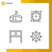 4 Icon Set Line Style Icon Pack Outline Symbols isolated on White Backgound for Responsive Website Designing vector