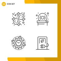 4 Icon Set Line Style Icon Pack Outline Symbols isolated on White Backgound for Responsive Website Designing vector