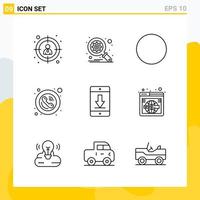 Collection of 9 Universal Line Icons Icon Set for Web and Mobile vector