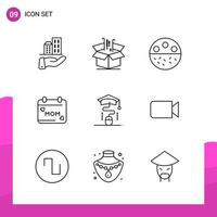 Outline Icon set Pack of 9 Line Icons isolated on White Background for responsive Website Design Print and Mobile Applications vector