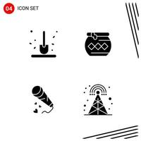 Collection of 4 Vector Icons in solid style Pixle Perfect Glyph Symbols for Web and Mobile Solid Icon Signs on White Background 4 Icons