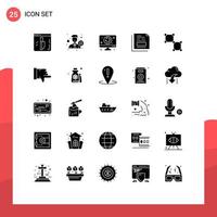 Set of 25 Commercial Solid Glyphs pack for bound invoice reject file data Editable Vector Design Elements