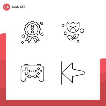conjunto de 4 iconos de interfaz de usuario modernos símbolos signos para medalla joystick flor controlador hogar elementos de diseño vectorial editables vector