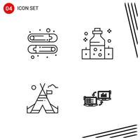 Collection of 4 Vector Icons in Line style Pixle Perfect Outline Symbols for Web and Mobile Line Icon Signs on White Background 4 Icons