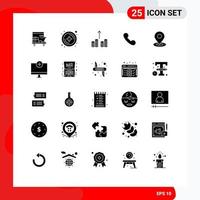 Modern Set of 25 Solid Glyphs and symbols such as hotel map cash out location telephone Editable Vector Design Elements