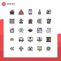 Pictogram Set of 25 Simple Filled line Flat Colors of lock notepad study notebook wireless Editable Vector Design Elements