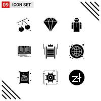 Pixle Perfect Set of 9 Solid Icons Glyph Icon Set for Webite Designing and Mobile Applications Interface vector