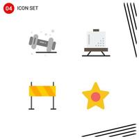 Set of 4 Vector Flat Icons on Grid for diet barrier gym design construction Editable Vector Design Elements