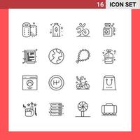 Mobile Interface Outline Set of 16 Pictograms of e online change tablet bottle Editable Vector Design Elements