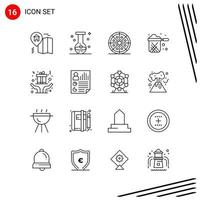 colección de 16 iconos vectoriales en estilo de línea símbolos de contorno perfecto de píxel para signos de icono de línea web y móvil sobre fondo blanco 16 iconos vector