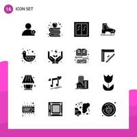 Glyph Icon set Pack of 16 Solid Icons isolated on White Background for responsive Website Design Print and Mobile Applications vector