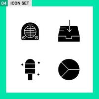 paquete de 4 símbolos de glifo de conjunto de iconos de estilo sólido para imprimir signos creativos aislados en fondo blanco 4 conjunto de iconos vector