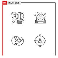 4 General Icons for website design print and mobile apps 4 Outline Symbols Signs Isolated on White Background 4 Icon Pack vector