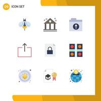 9 Universal Flat Colors Set for Web and Mobile Applications ludo lock folder file send Editable Vector Design Elements