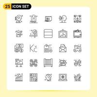 Set of 25 Modern UI Icons Symbols Signs for creative concentration scary assortment write Editable Vector Design Elements