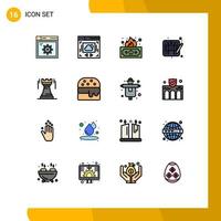 Flat Color Filled Line Pack of 16 Universal Symbols of bastion tower finance castle hobbies Editable Creative Vector Design Elements