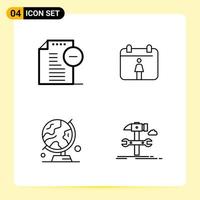 4 Creative Icons for Modern website design and responsive mobile apps 4 Outline Symbols Signs on White Background 4 Icon Pack vector