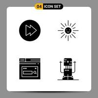 4 Black Icon Pack Glyph Symbols Signs for Responsive designs on white background 4 Icons Set vector