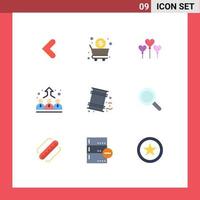 Group of 9 Modern Flat Colors Set for garbage barrels heart management employee Editable Vector Design Elements