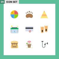 Pack of 9 Modern Flat Colors Signs and Symbols for Web Print Media such as finance schedule science events structure Editable Vector Design Elements