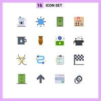 16 Universal Flat Color Signs Symbols of programing design fun coding recreation Editable Pack of Creative Vector Design Elements