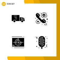 4 Icon Set Solid Style Icon Pack Glyph Symbols isolated on White Backgound for Responsive Website Designing vector