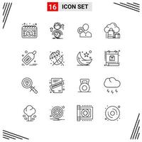 16 Icons Line Style Grid Based Creative Outline Symbols for Website Design Simple Line Icon Signs Isolated on White Background 16 Icon Set vector