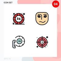 Mobile Interface Filledline Flat Color Set of 4 Pictograms of help center help desk face contact Editable Vector Design Elements