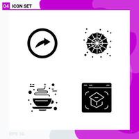 Solid Icon set Pack of 4 Glyph Icons isolated on White Background for Web Print and Mobile vector