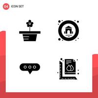 Pack of 4 Universal Glyph Icons for Print Media on White Background vector