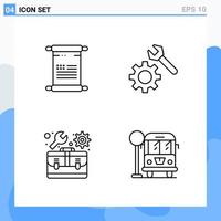 Modern 4 Line style icons Outline Symbols for general use Creative Line Icon Sign Isolated on White Background 4 Icons Pack vector