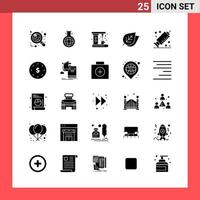 25 Icon Pack Solid Style Glyph Symbols on White Background Simple Signs for general designing vector