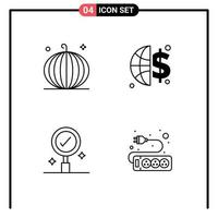 Modern Set of 4 Filledline Flat Colors Pictograph of cornucopia find harvest global invesment electronic Editable Vector Design Elements