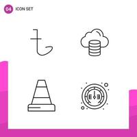 Outline Icon set Pack of 4 Line Icons isolated on White Background for responsive Website Design Print and Mobile Applications vector