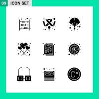 paquete de iconos de vector de stock de 9 signos y símbolos de línea para análisis amor feminismo estilo de vida año elementos de diseño de vector editables