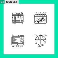 Pack of 4 Line Style Icon Set Outline Symbols for print Creative Signs Isolated on White Background 4 Icon Set vector