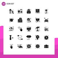 Pictogram Set of 25 Simple Solid Glyphs of nature sub flower email presentation graph Editable Vector Design Elements