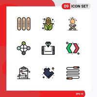 Set of 9 Modern UI Icons Symbols Signs for shop mobile bonfire topology hierarchy Editable Vector Design Elements