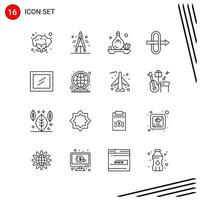 colección de 16 iconos vectoriales en estilo de línea símbolos de contorno perfecto de píxel para signos de icono de línea web y móvil sobre fondo blanco 16 iconos vector