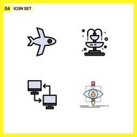 4 Creative Icons Modern Signs and Symbols of flight transfer life file monitoring Editable Vector Design Elements