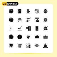 Modern Set of 25 Solid Glyphs Pictograph of atom forecasting model open book model wedding Editable Vector Design Elements