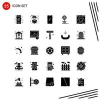 Collection of 25 Vector Icons in solid style Pixle Perfect Glyph Symbols for Web and Mobile Solid Icon Signs on White Background 25 Icons