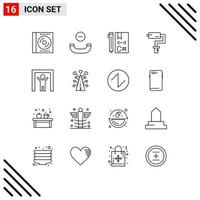 16 User Interface Outline Pack of modern Signs and Symbols of human scanner painter c brush development Editable Vector Design Elements