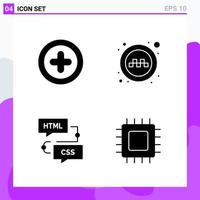 Set of 4 icons in solid style Creative Glyph Symbols for Website Design and Mobile Apps Simple Solid Icon Sign Isolated on White Background 4 Icons vector