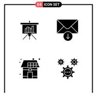 Set of 4 Solid Style Icons for web and mobile Glyph Symbols for print Solid Icon Signs Isolated on White Background 4 Icon Set vector